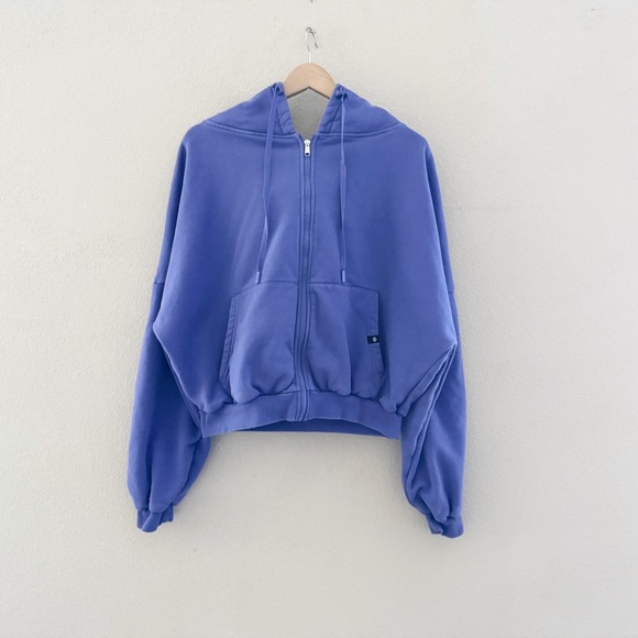 PopFlex Cloud Full Zip Hoodie Small Med Violet Cotton Fleece Casual Activewear - Picture 2 of 9